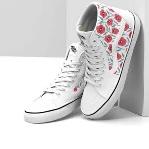 Vans Sk8 Hi High-Tops with Pink Floral Print - Women size 9.5 women’s